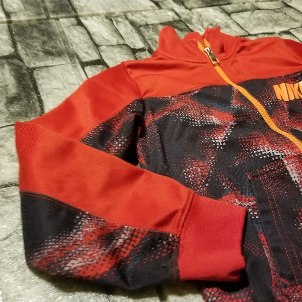 Nike Boys Jacket Size Small 4/5 Full Zip Abstract Red Active